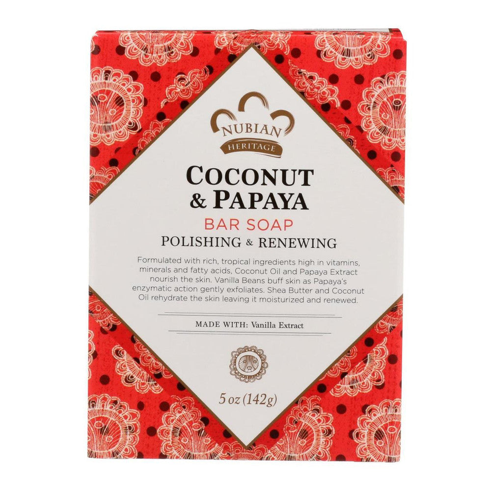 Nubian Heritage Coconut And Papaya Soap With Vanilla Beans, 5 Oz